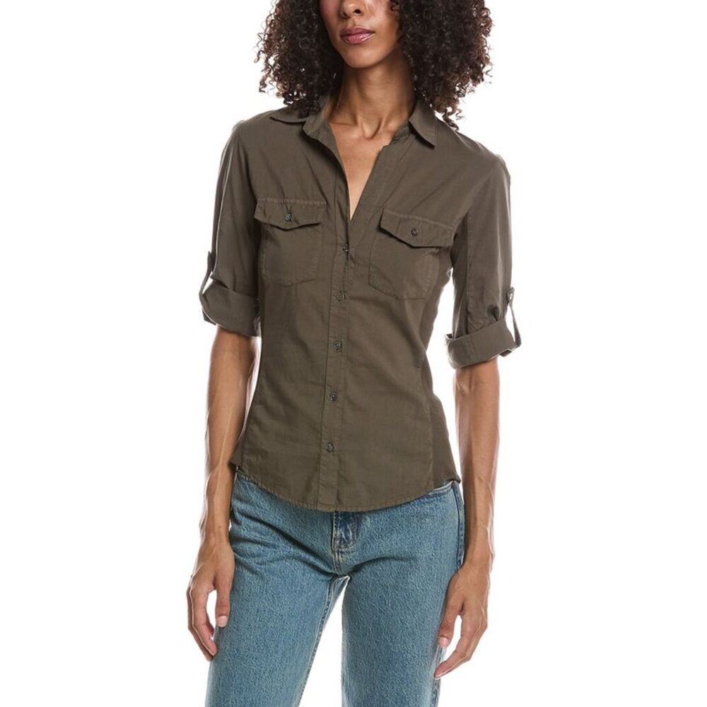 James Perse Womens  3/4-Sleeve Paneled Shirt